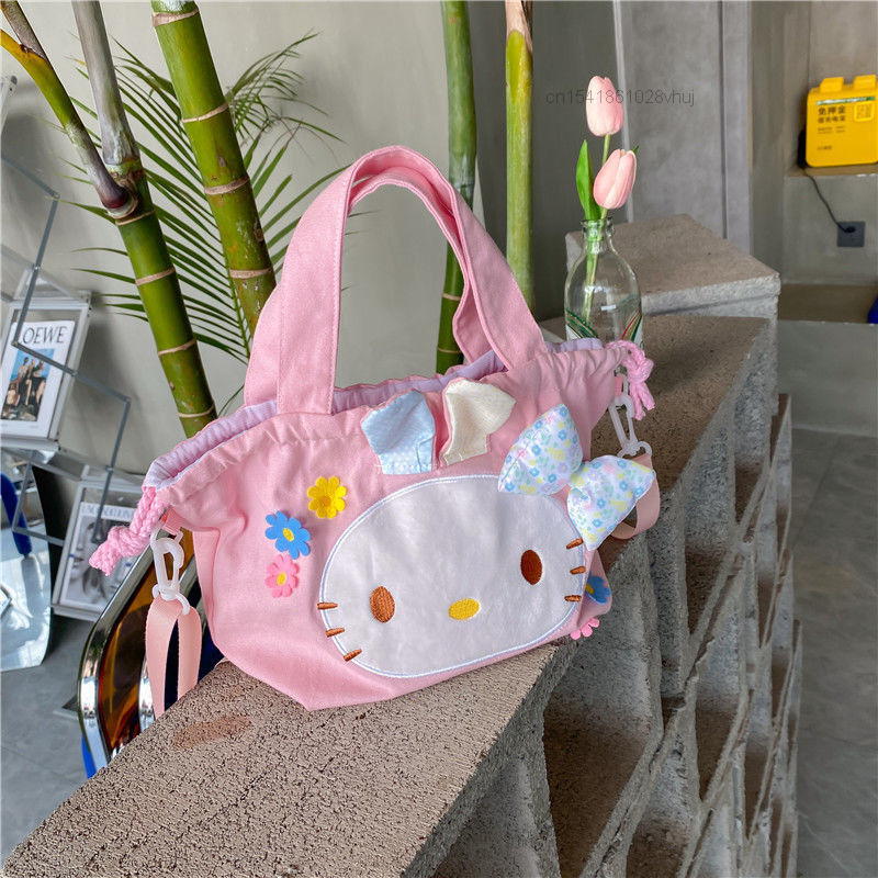 Japoński Cute Cartoon Sanrio Hello Kitty moja melodia torebka Y2k Kawaii zakupy do przechowywana Crossbody torby kobiety Jk Lolita dziewczyna Tote