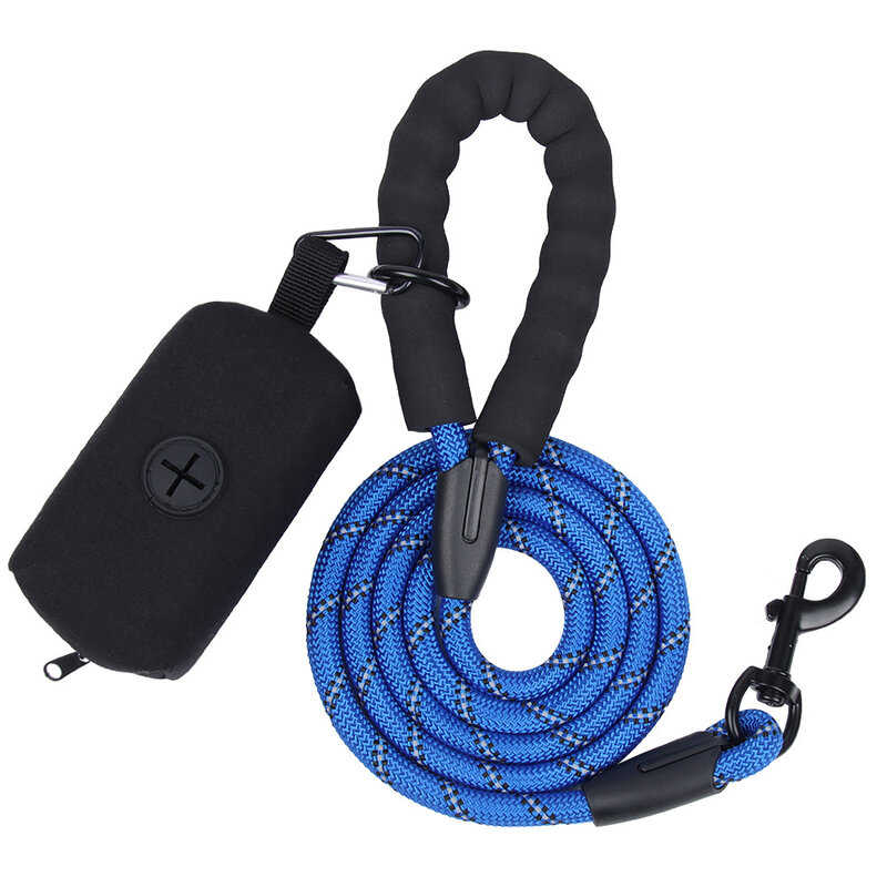 1.5M*1.0 Pet Leash for Medium Big Dog Reflective Nylon Round Explosion-Proof Polyester Rope Poop Bag Set Chain Accessories Puppy
