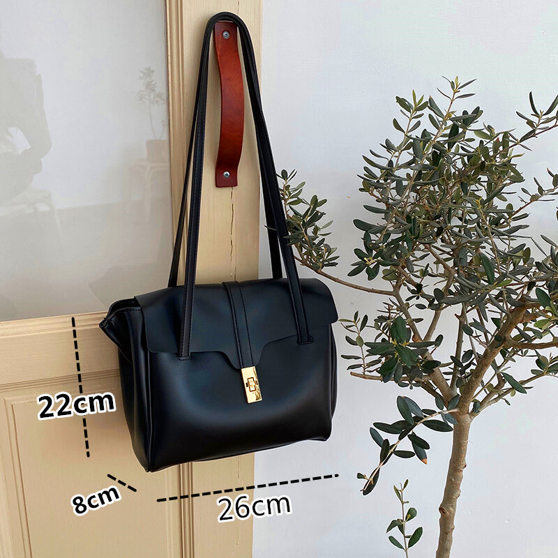 Women's Stylish Soft Leather Flap Tote Bag Top Quality PU Leather Shoulder Crossbody Bags For Women 2022 Lady Travel Bucket Bag