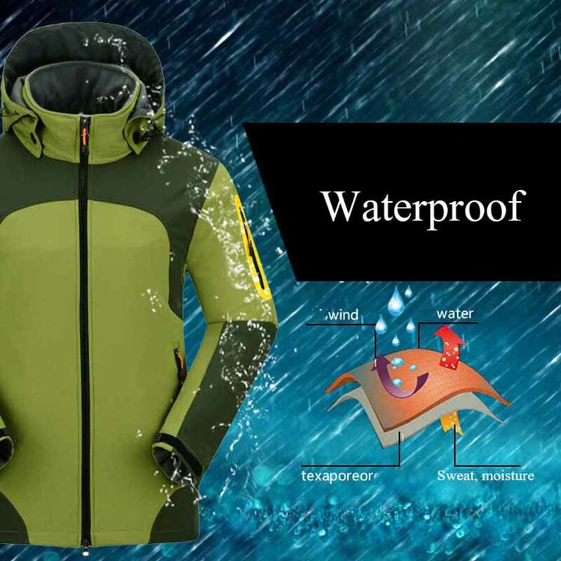 New Mens Waterproof Soft Shell Jackets Outdoor Sports Winter Warm Fleece Windproof Jackets Camping Hiking Male Windbreaker Coats