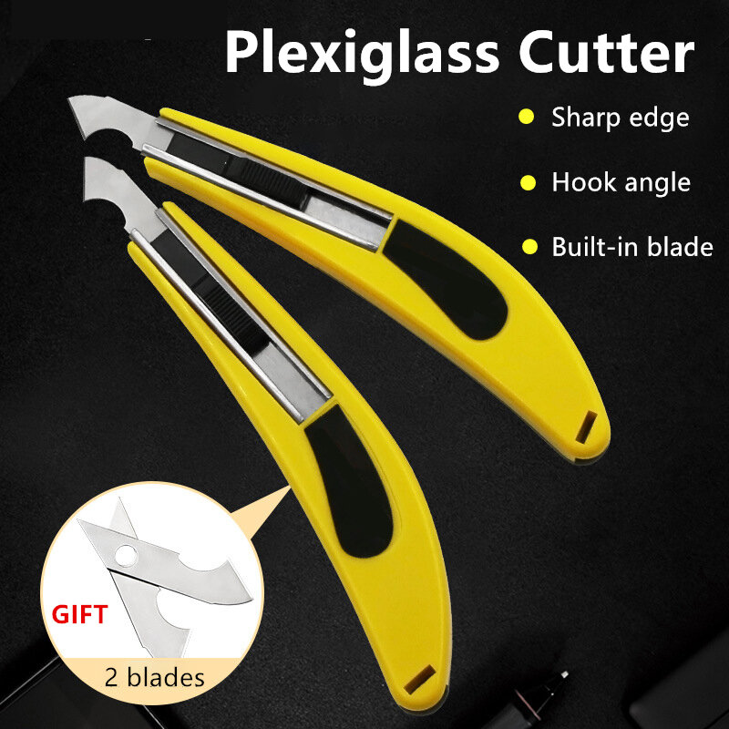 Perspex Cutter Hook Acrylic Cutting Tool With 3 Spare Blade Hook Knife Blades Steel DIY Plexiglass Repair Hand organic board