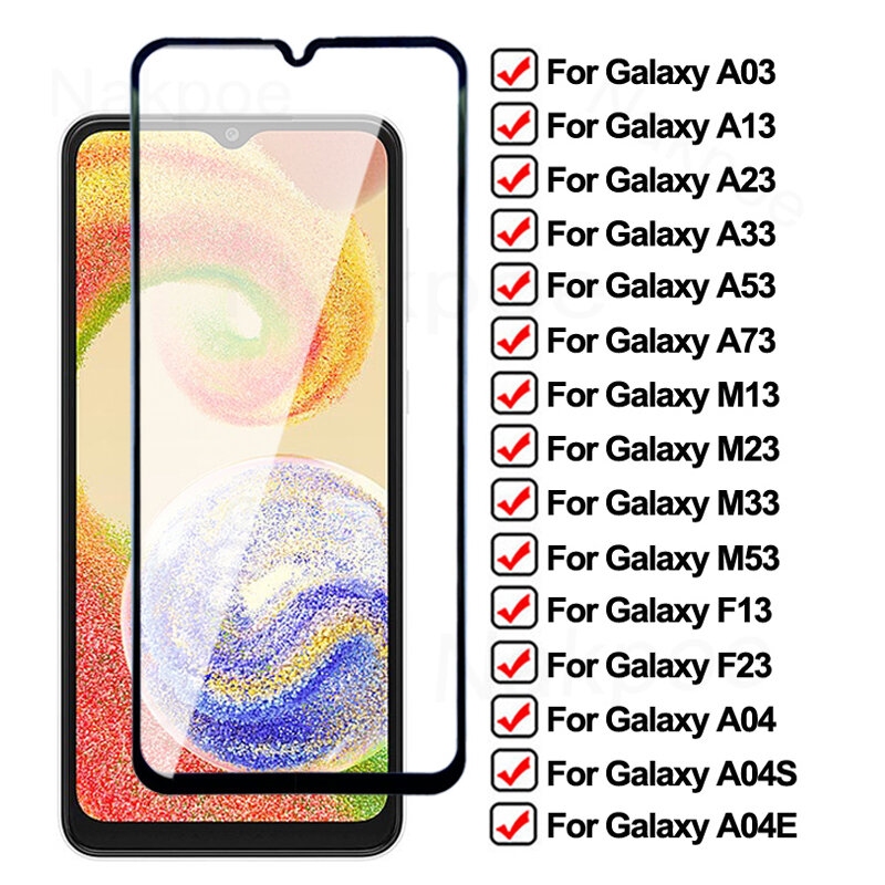 9D Tempered Glass For Samsung Galaxy A04 A04S A04E A03 A13 A23 A33 A53 A73 Screen Protector F13 F23 M13 M23 M33 M53 Glass Film