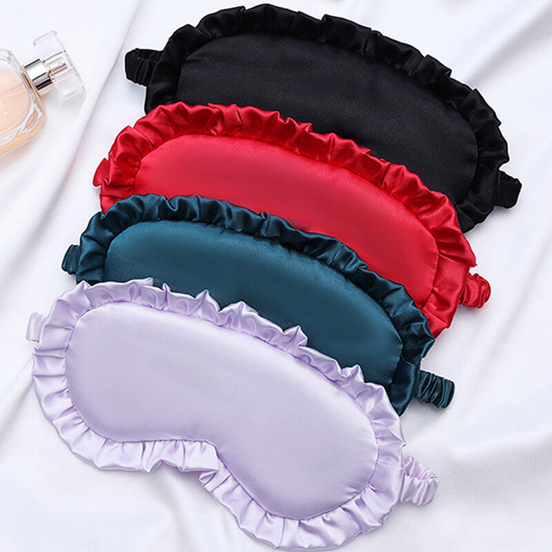 Silk Ruffle Sleep Eye Mask Soft Sleeping Eye Covers Soft Relax Eyes Bandage Sleeping Blindfold for Women Men