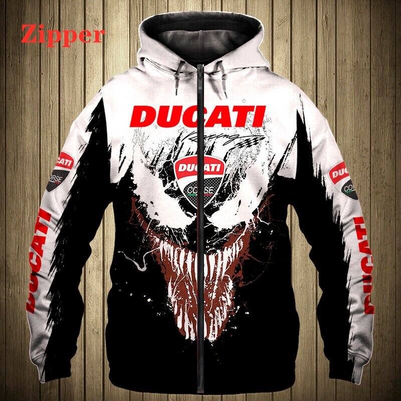 2022 novo logotipo da motocicleta dos homens ducati hoodie 3d impressão digital moda harajuku alta qualidade moletom de corrida jaquetas zip com capuz