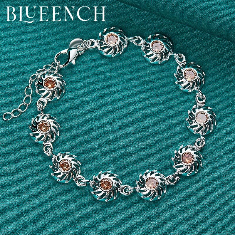 Blueench bracciale rotondo in argento Sterling 925 con zirconi per gioielli da festa annuale di Gala da donna