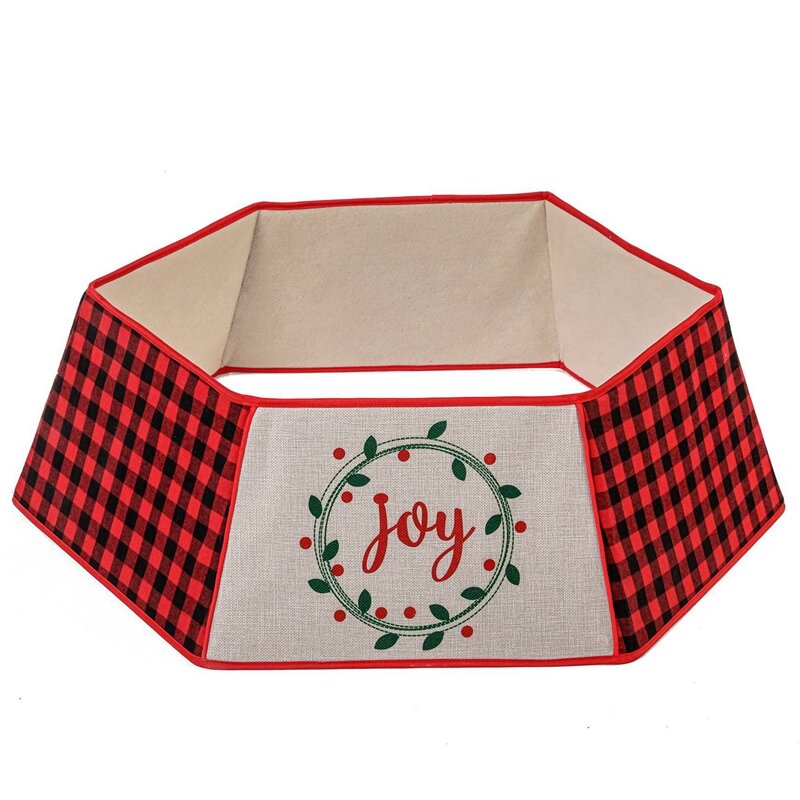 Red and Black Grid Christmas Tree Skirt New Year's Items Tree Bottom Decoration Border Christmas Tree Decoration Items