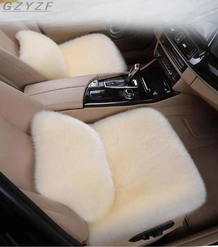 Short Real Fur Car Seat Cover Cushion Protector Soft Plush Waist Support For Car Seat Cover Rabbit Fur Car Waist Support Cushion