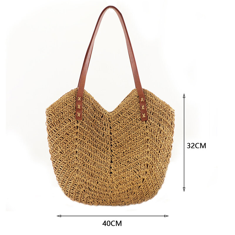 Summer Women Straw Tote Bags Hand Woven Shoulder Bag Female Beach Vacation Travel Hollow Trend Exquisite Brand Designer Handbags