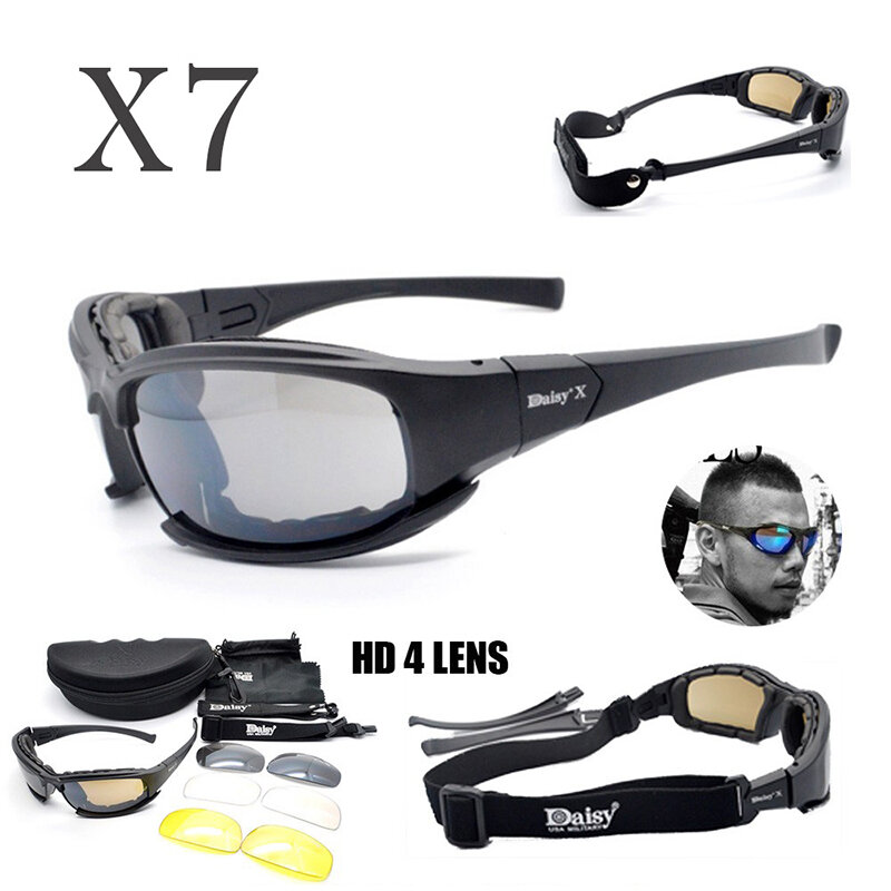 X7 óculos de sol polarizado militar c5 airsoft tático googles airsoftsports óculos de tiro da motocicleta ciclismo