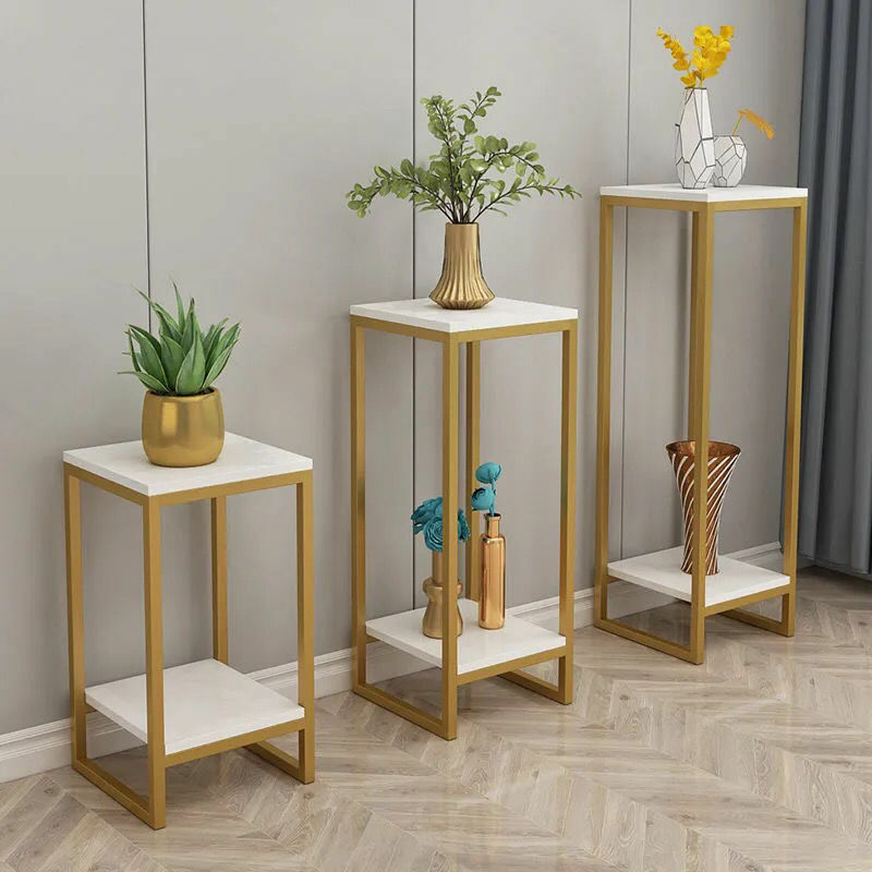 Rak Bunga Besi Nordic Emas Sederhana Ruang Tamu Dalam Ruangan Bonsai Dekorasi Rak Hijau Lobak Lantai Rak Bertingkat Lembut