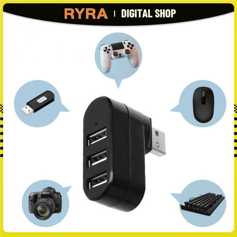 Ryraabs USB 2.0ポートハブ7文字回転ハブミニ3ポート多機能拡張器USBスプリッター (ラップトップPC用)