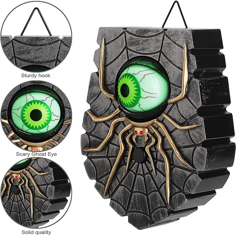 Halloween Horror Prop Hanging One Eyed Doorbell Creepy Rotating Glowing Eyeball Scary Haunted Decoration for Party/Haunted Home