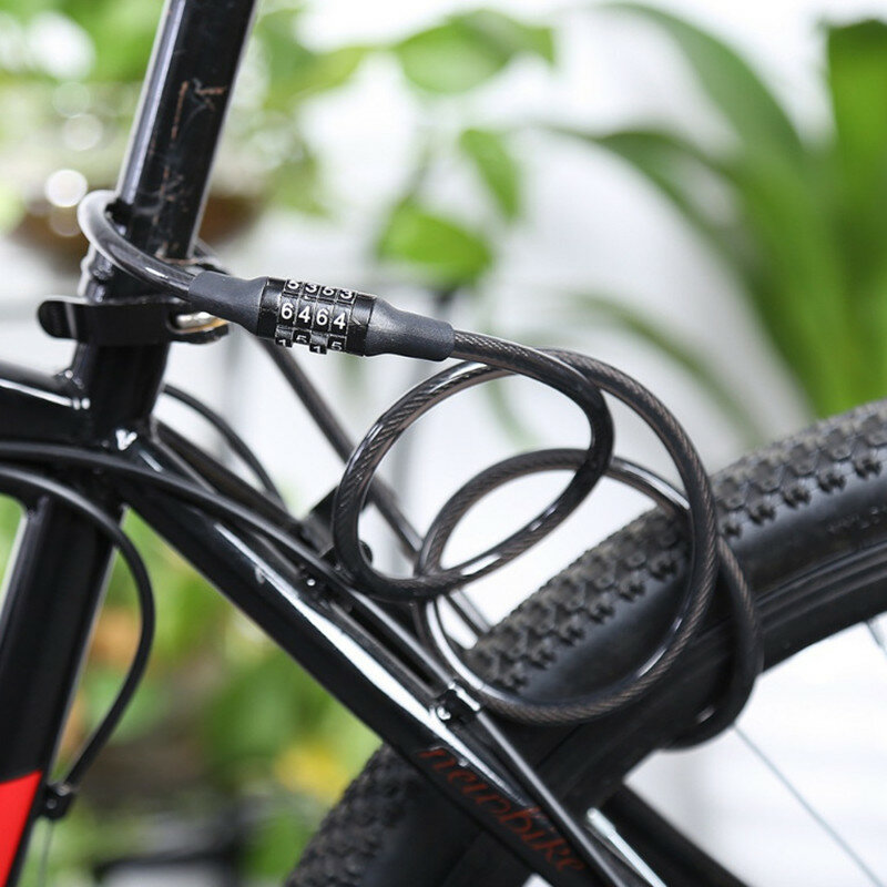 Candado antirrobo para bicicleta, accesorios para bicicleta, Scooter Eléctrico candado para, contraseña de 4 dígitos, cadena de acero, bloqueo para casco