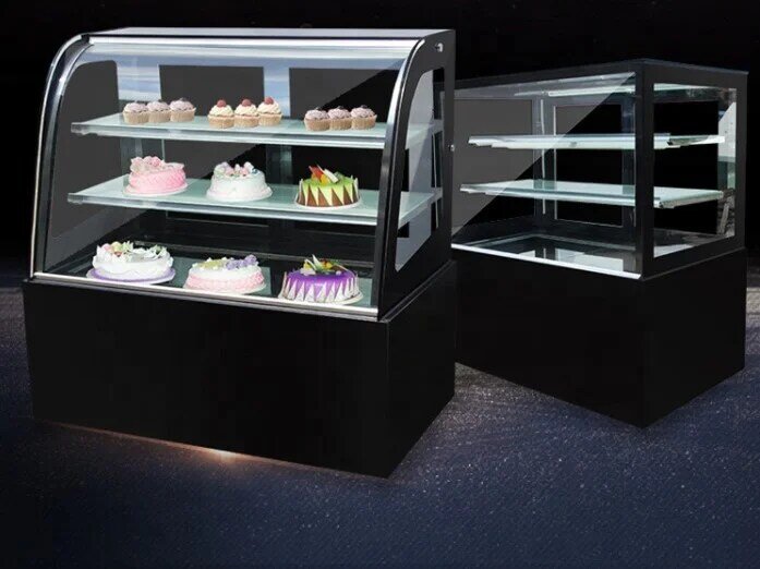 Commercial air cooler curved table top fresh keeping cabinet refrigerated cake ice cream display cabinet showcase