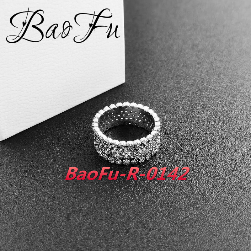 BaoFu Authentic 925 Sterling Silver Ring Shiny Miniature Standard Flower Clamshell Luxury Ring Suitable for Women's High Jewelry