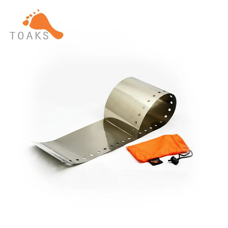 TOAKS-Parabrisas de titanio para acampar, estufa de Gas a prueba de viento, ultraligera, accesorios de Picnic, WSC-01