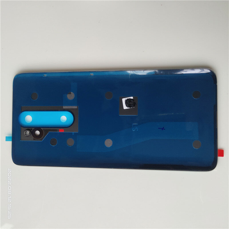 Nova traseira da bateria capa porta habitação caso traseiro para xiaomi redmi nota 8 pro painel de vidro tampa do telefone com adesivo escudo