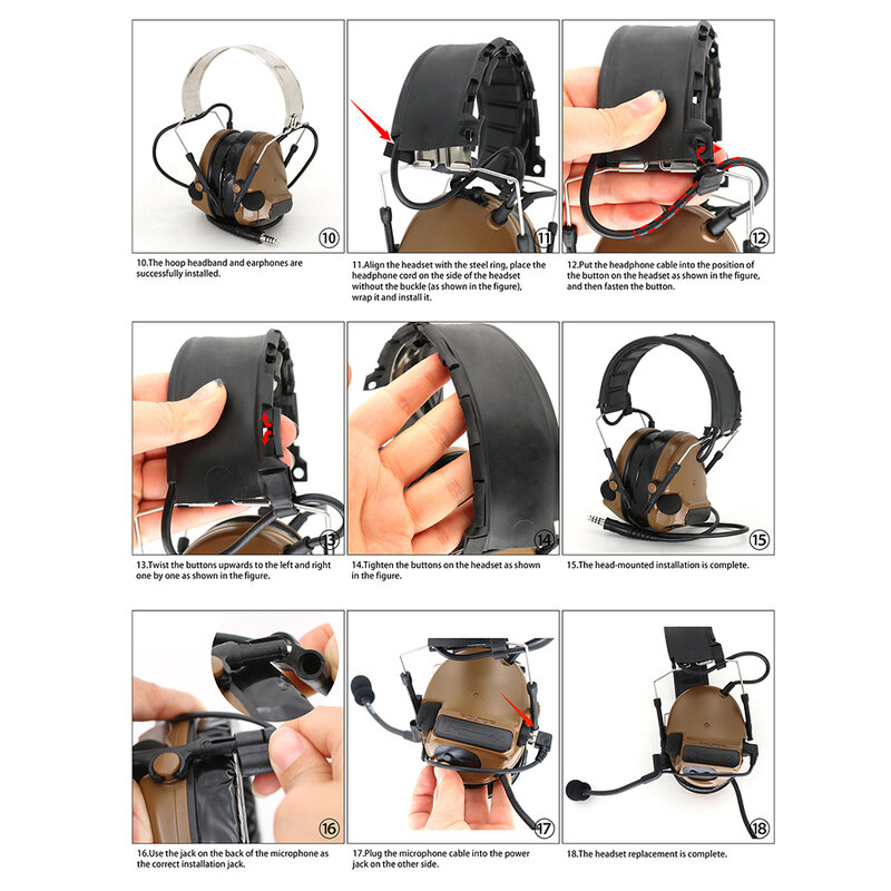 TS TAC-SKY detachable headband, compatible with PELTOR series tactical headsets COMTAC I II III IV