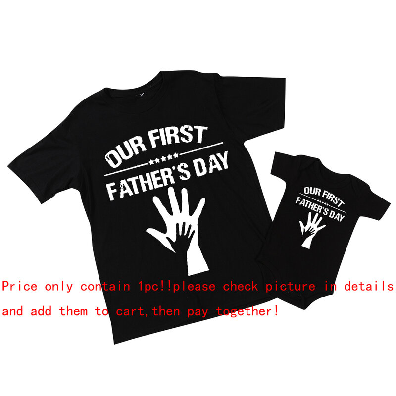 Onze Eerste Vaders Dag 2022 Bijpassende Shirt Vader En Dochter Korte Mouw T-shirts Vader En Zoon Tees Kleding Baby Bodysuit
