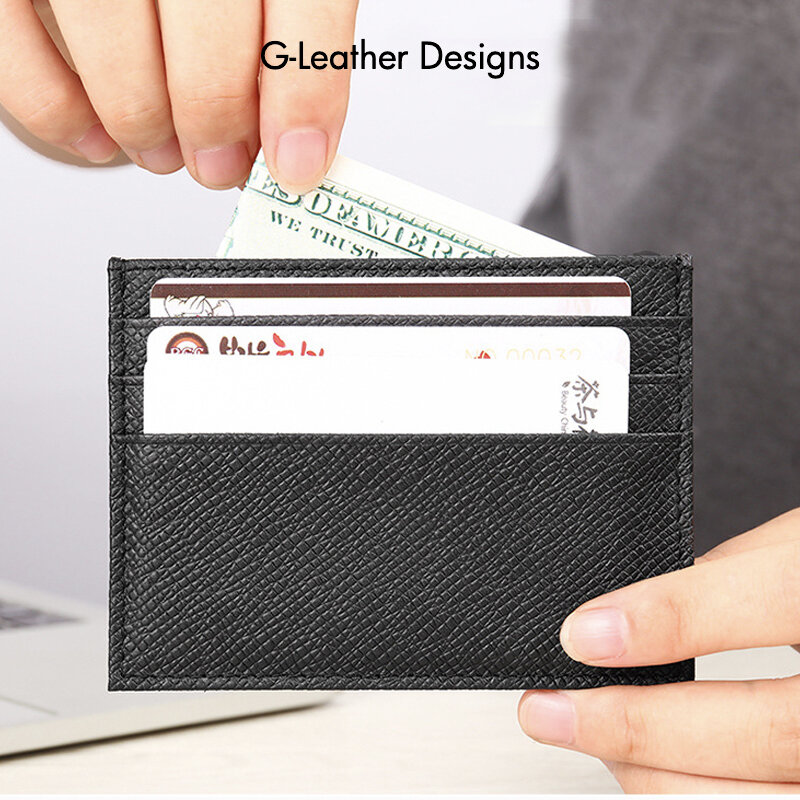 Minimalistyczny Slim oryginalna skóra bydlęca etui na karty kredytowe Monogram nazwa portfel miękkie etui na karty dla mężczyzn i kobiet