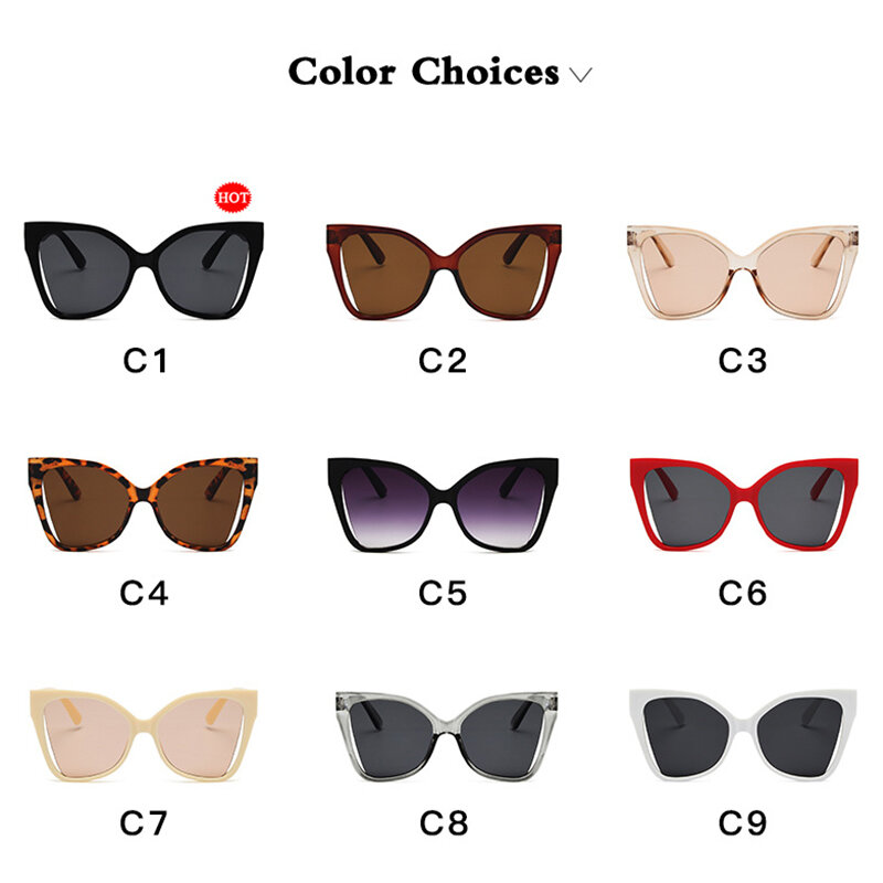 Vintage Fashion Butterfly Big Frame Ladies Sunglasses UV400 For Women Retro Simple Cat Eye Large Sun Glasses Outdoor Eyewear