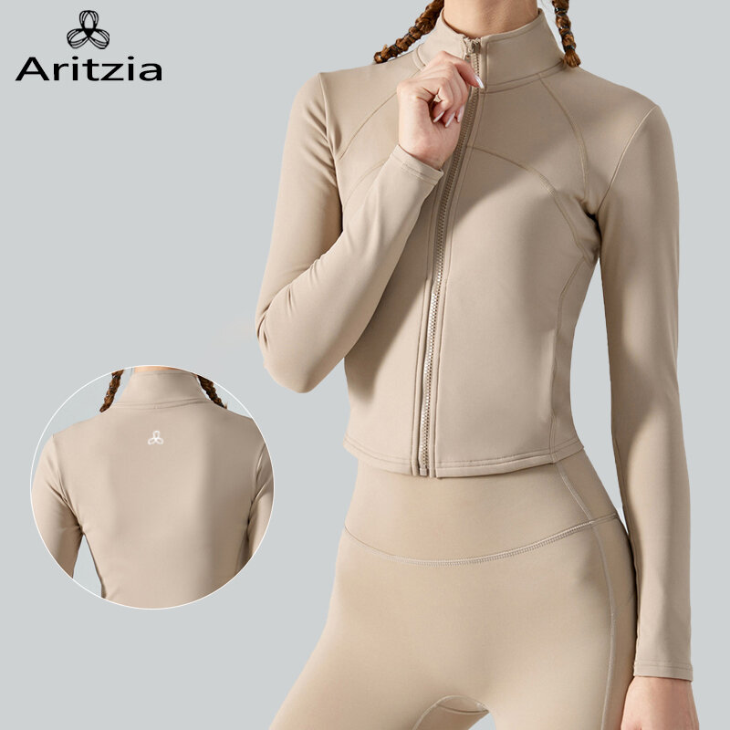 Aritzia Tna-ropa de Yoga para mujer, Top elástico ajustado, chaqueta gruesa de Fitness, camisa deportiva de manga larga para correr, Otoño e Invierno