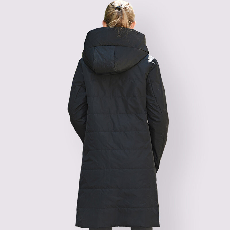 Docero 2022 designer nova primavera outono parkas das mulheres jaqueta de algodão fino longo à prova de vento elegante casaco com capuz acolchoado outerwear