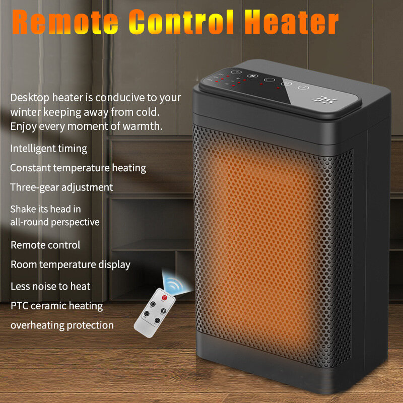 Youpin inverno mais quente destop 500w escritório casa de controle remoto ventilador aquecimento quarto ventilador ar quente portátil aquecimento rápido