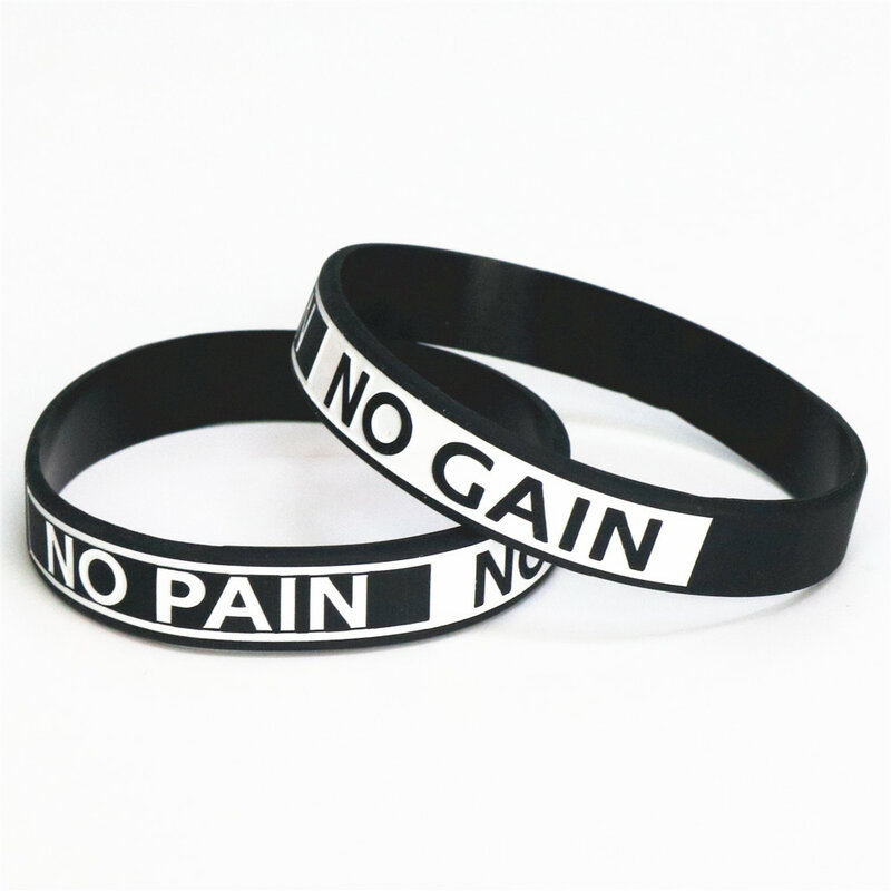 1PC Hot Sale Fashion Silicone Bracelet Motto NO PAIN NO GAIN Silicone Wristband Bracelets & Bangles Women Men Gift SH073