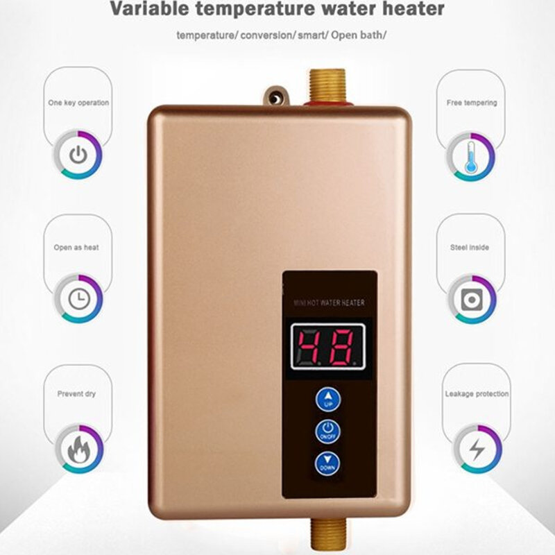Hot 5500W Electric Water Heater 220V Tankless Instant Boiler Bathroom Tankless Shower Set Thermostat Safe Intelligent Automatica
