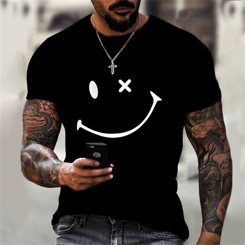 New Fashion Summer Fashion Solid Color Men's Women's Model T-shirt Simple Funny Print Loose Short Sleeve Top T-shirtmen clothing