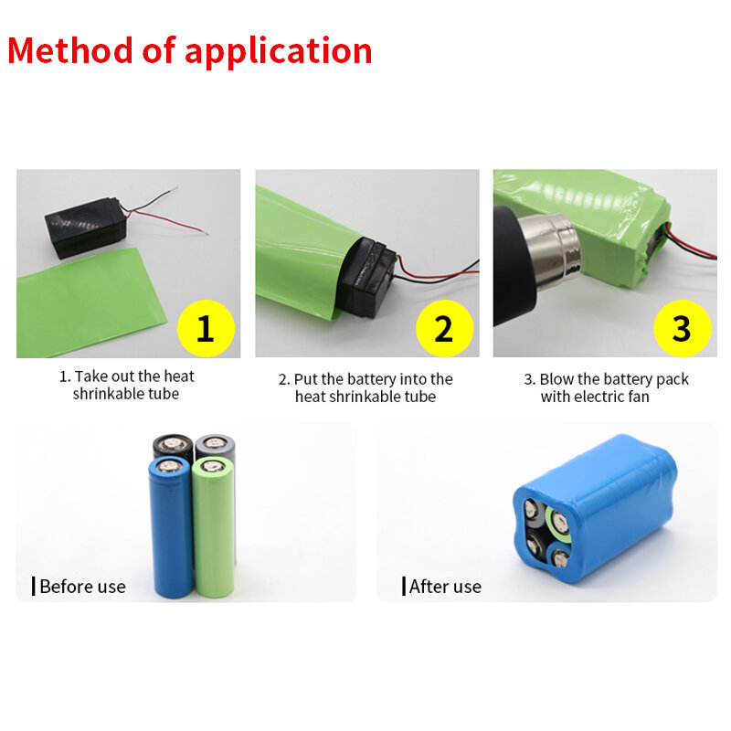 Housse de protection thermorétractable pour batterie au Lithium, gaine isolante en Film PVC, 17mm ~ 80mm, 18650