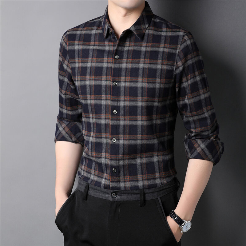 COODRONY ماركة عالية الجودة منقوشة قميص الرجال الملابس ربيع الخريف جديد وصول الأعمال الكلاسيكية قميص طويل الأكمام غير رسمي Z6063