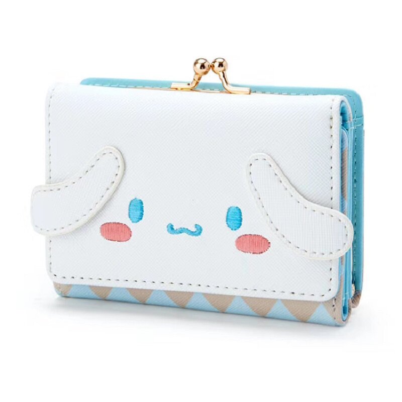 Kawaii Hello Kitty nowe kobiety na co dzień przycięty portfel Sanrio Mymelody Cinnamoroll Kuromi Anime kształt kreskówki portfel z saszetką na karty Zip