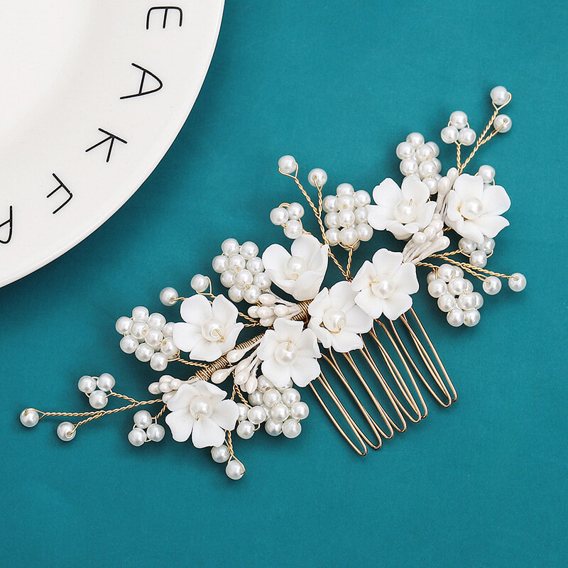 Sisir Rambut Pernikahan Pin dan Klip Rambut Mutiara untuk Wanita Pengantin Berlian Imitasi Hiasan Kepala Rambut Pengantin Perhiasan Aksesori Mode 2023