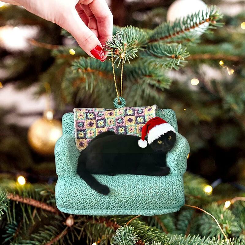 Weihnachten schwarze Katze Anhänger Weihnachts feier Dekoration Katze Ornament Weihnachts dekoration hängende Ornamente Baum Weihnachten o6a7