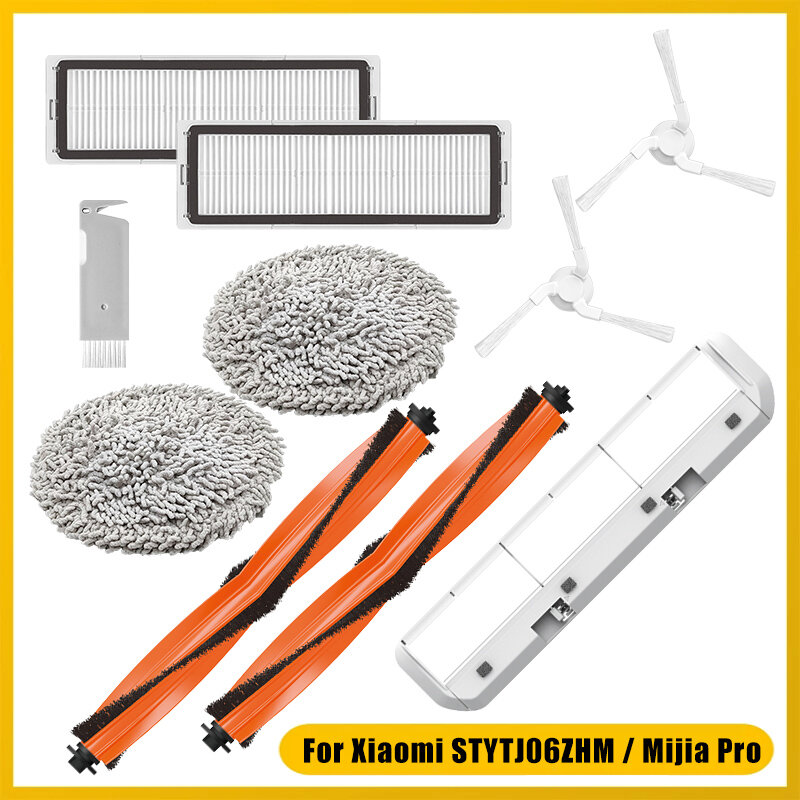 Almohadillas de fregona para Xiaomi STYTJ06ZHM y Mijia Pro, Kit de accesorios de filtro de cepillo lateral principal para Robot aspirador de autolimpieza