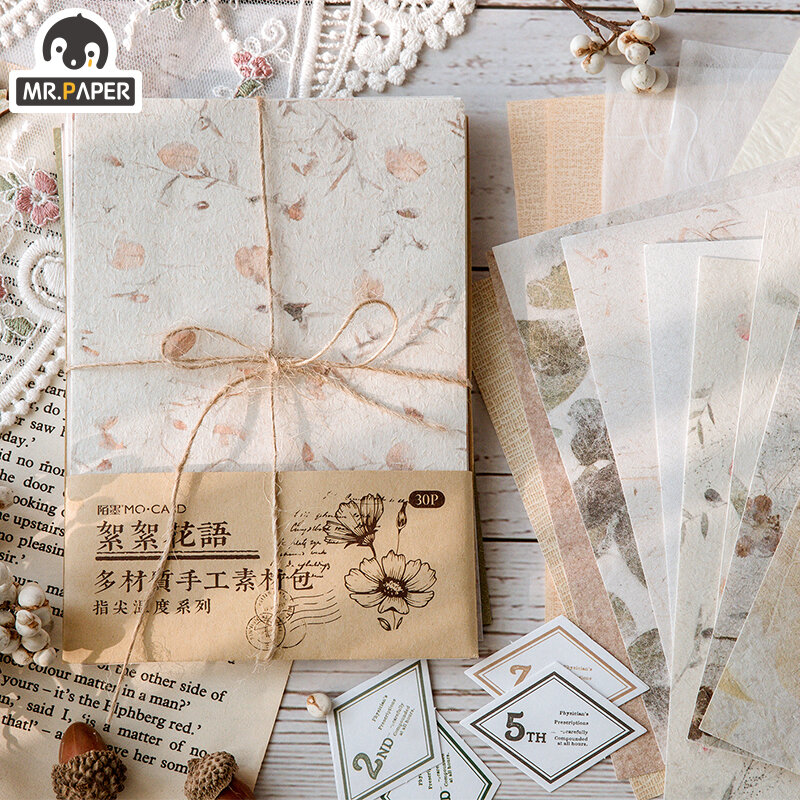 30 Pcs/bag 4 Designs Vintage Style Paper Tip Temperature Series Creative Stationery Hand Account DIY Material Packager Cards