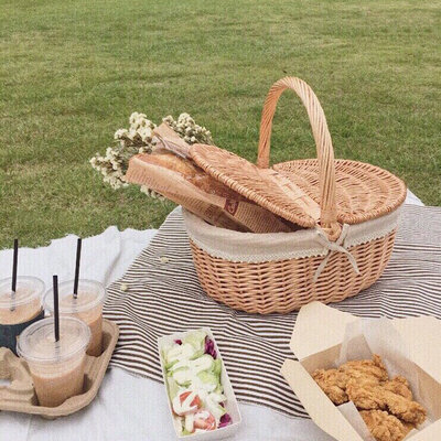 Pleciony wiklinowy koszyk kosz piknikowy kosz do przechowywania na biwaku chleb owoce jedzenie śniadanie kwiat pudełko wystawowe Home Decor kuchnia Orginazer