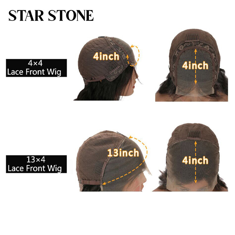 STAR STONE 180% 32 Cal luźne głębokie koronkowa fala peruka Front 13x6 przezroczyste peruki z ludzkich włosów Remy Curly 4X 4 zamknięcie koronki peruka dla kobiet