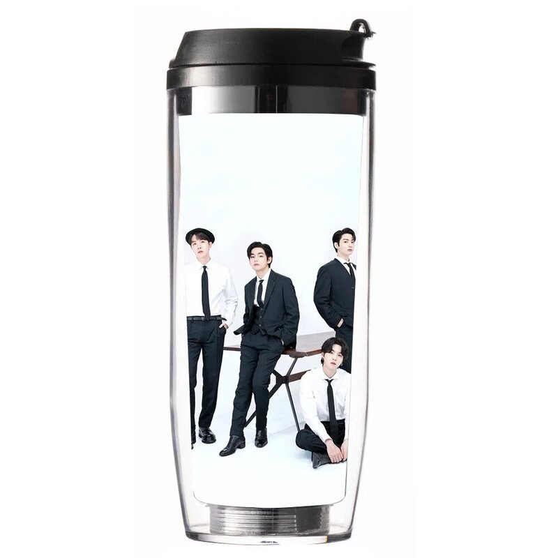 New KPOP bangtan boys 9th anniversary family photo Creative water cup Student straw cup Travel cup Fan birthday gift JIMIN JIN V