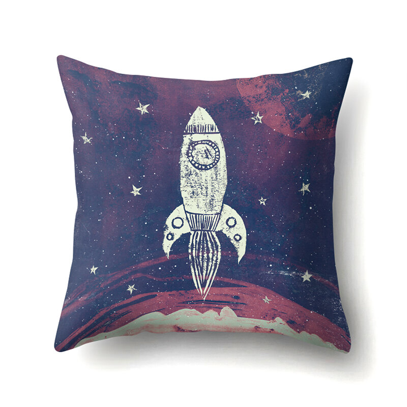 ZHENHE Cartoon dzieci astronauta kosmiczny poszewka na poduszkę poduszki dekoracyjne pokrywa sypialnia Sofa Decor poduszka pokrywa 18x1 8 Cal