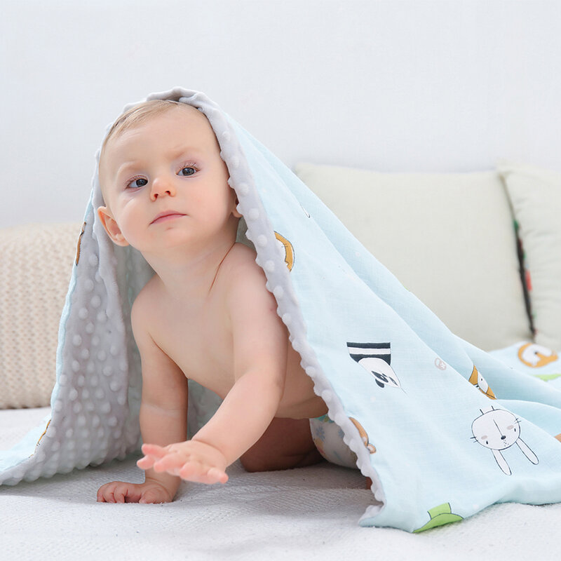 Coperta in mussola di cotone Super morbida spessa coperta per neonato minky coperta per bambini cartone animato Swaddle avvolgere biancheria da letto copre bolle