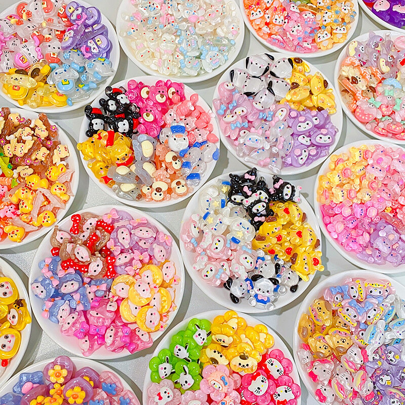 Accesorios de resina de dibujos animados con parte trasera plana, cabujón de Animal transparente lindo Kawaii, Material para álbum de recortes, suministro para fabricación de joyas