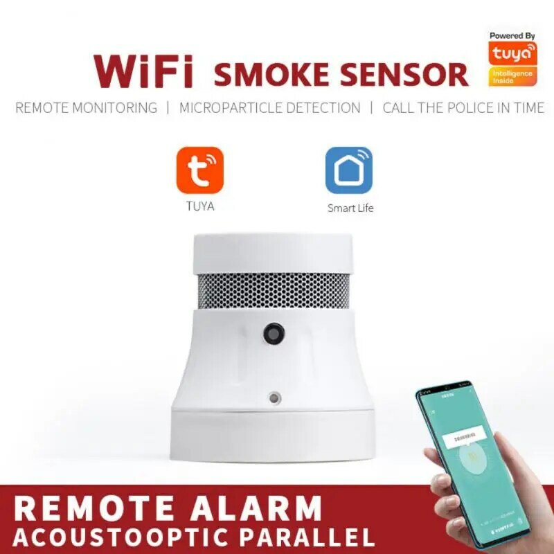 Смарт-детектор дыма Tuya, Wi-Fi датчик системы сигнализации, управление через приложение