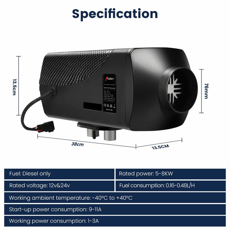 Hcalory 12V 24V 5-8KW Car Parking Diesel Air Heater 10L Tank LCD Screen bluetooth APP Remote Control Voice Broadcast