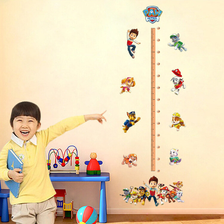 182cm 11 sztuk Paw Patrol kreatywna ściana zestaw naklejek pomiar wysokości tapety Chase Ryder dekoracja pokoju dziecięcego zabawki prezenty