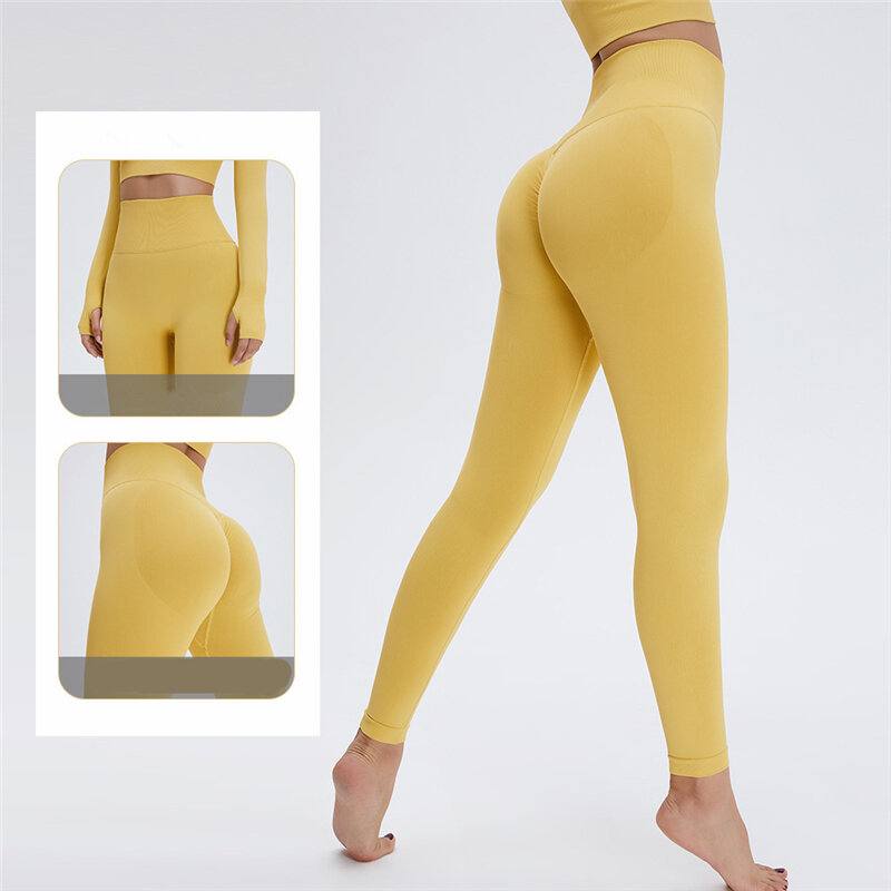 Celana Yoga Nilon Baru 2022 Celana Panjang Pinggang Tinggi Kebugaran Wanita Celana Ketat Pengangkat Pinggul Celana Ketat Elastis Tinggi Wanita Olahraga Push-Up Wanita
