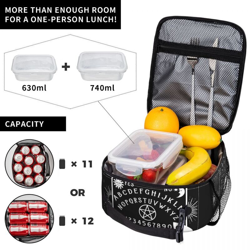 Mystical Spirit Board Halloween Witch Lunch Box Leakproof Ouija Occult Magick Cooler Thermal Food Insulated Lunch Bag Office