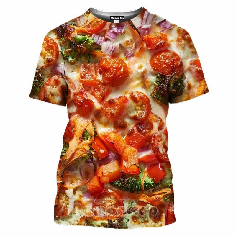 Camiseta de manga corta con estampado 3d de Pizza y comida para hombre y mujer, camisa divertida de fiesta de Hip-hop, verano, 6xl, 2022